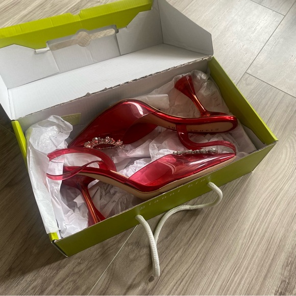 Gianni Bini vivyee crystal sling back pumps heels clear santorini red size 8 - Picture 7 of 8